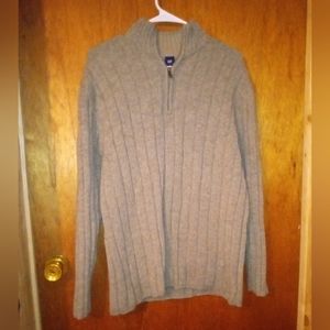 The Gap Men's 1/4 Zip Tan Ribbed Wool Pullover Sweater